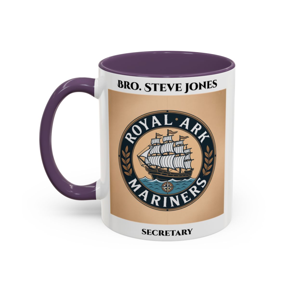 Premium Personalised Freemason Colour Rim Mug - Royal Ark Mariners AnywherePOD