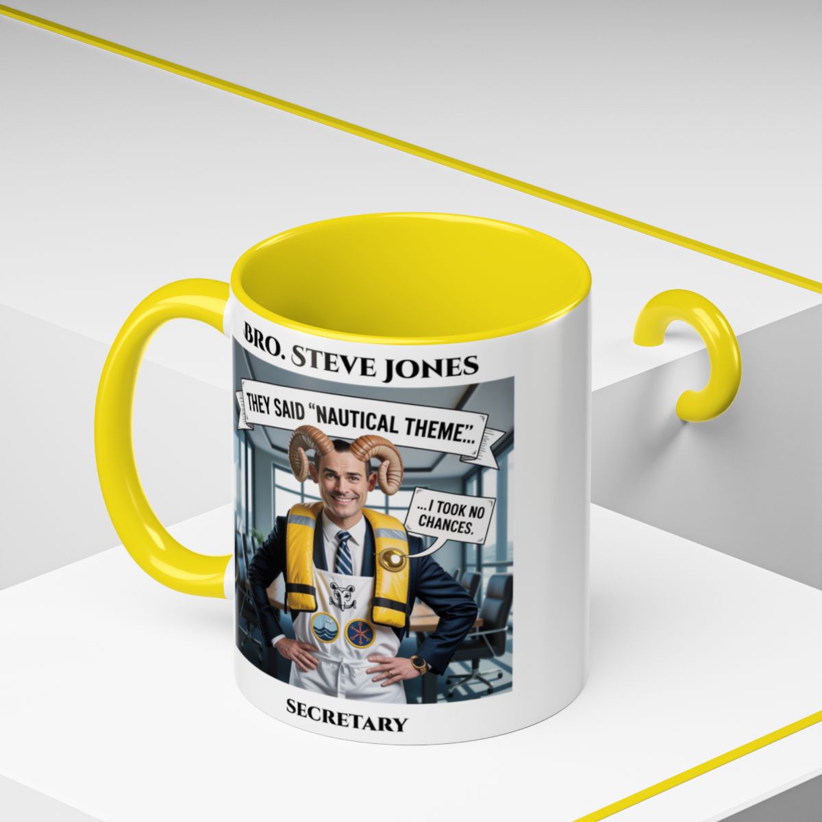 Premium Personalised Freemason Colour Rim Mug - Royal Ark Mariner AnywherePOD