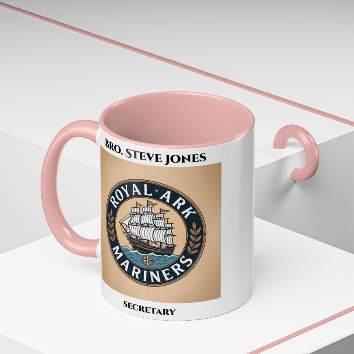 Premium Personalised Freemason Colour Rim Mug - Royal Ark Mariners AnywherePOD
