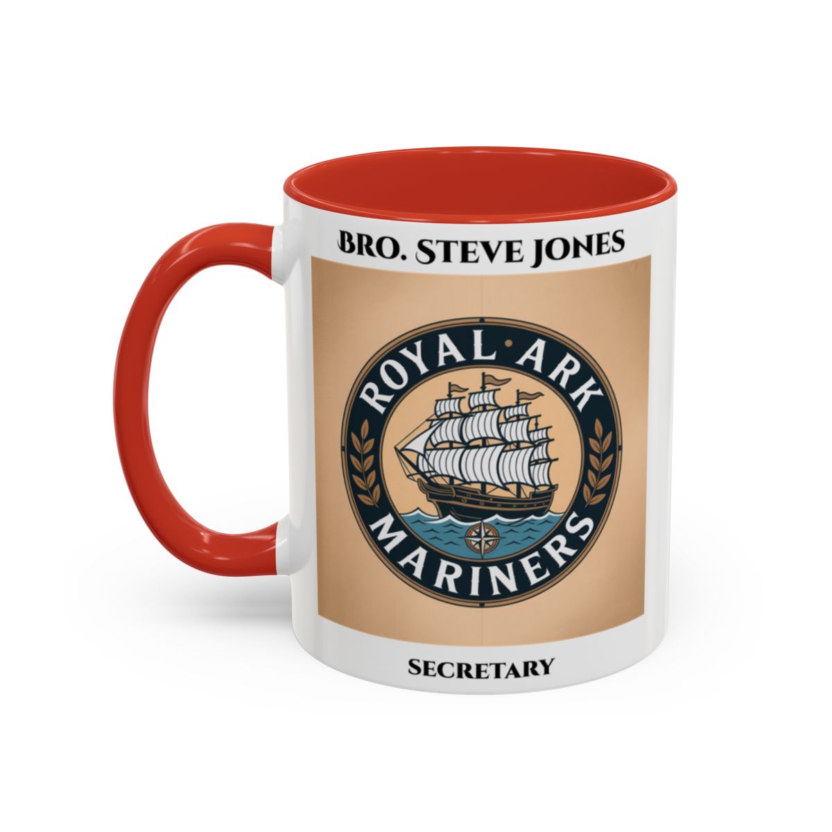Premium Personalised Freemason Colour Rim Mug - Royal Ark Mariners AnywherePOD