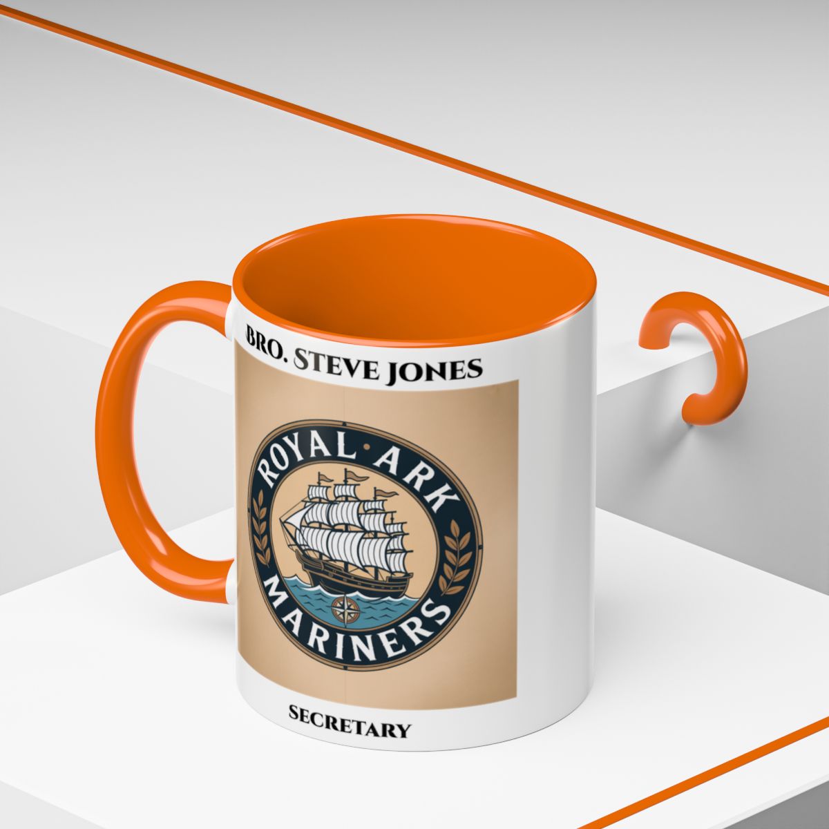 Premium Personalised Freemason Colour Rim Mug - Royal Ark Mariners AnywherePOD