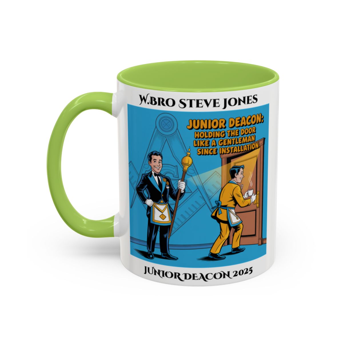 Junior Deacon Design - Personalised Freemason Mug - Holding the door like a gentleman since installation AnywherePOD