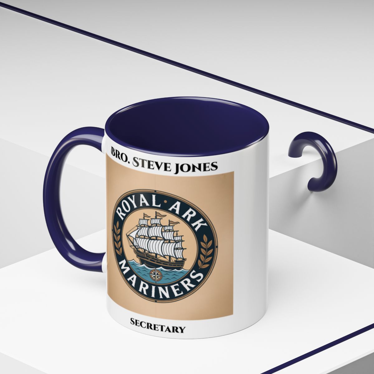 Premium Personalised Freemason Colour Rim Mug - Royal Ark Mariners AnywherePOD