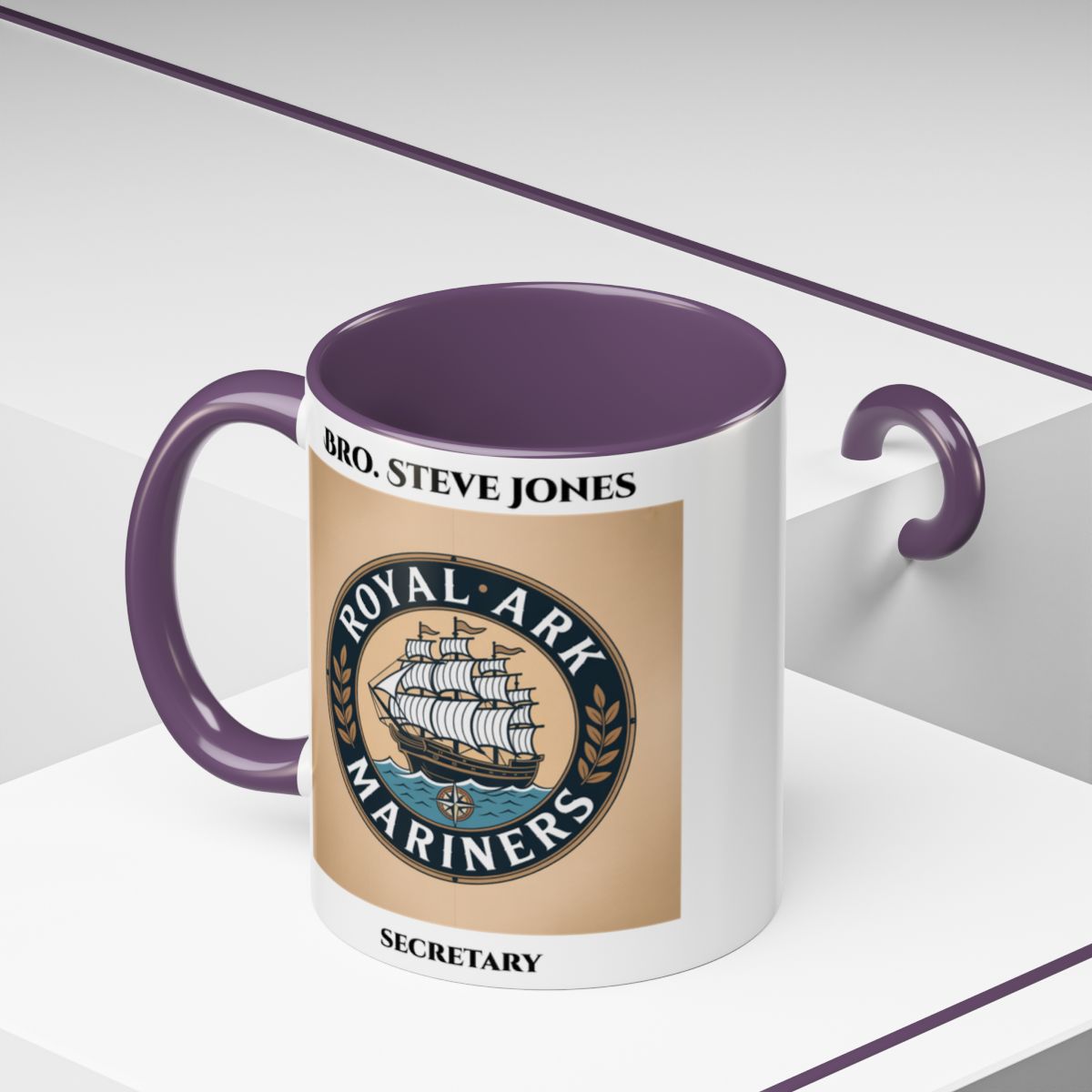 Premium Personalised Freemason Colour Rim Mug - Royal Ark Mariners AnywherePOD