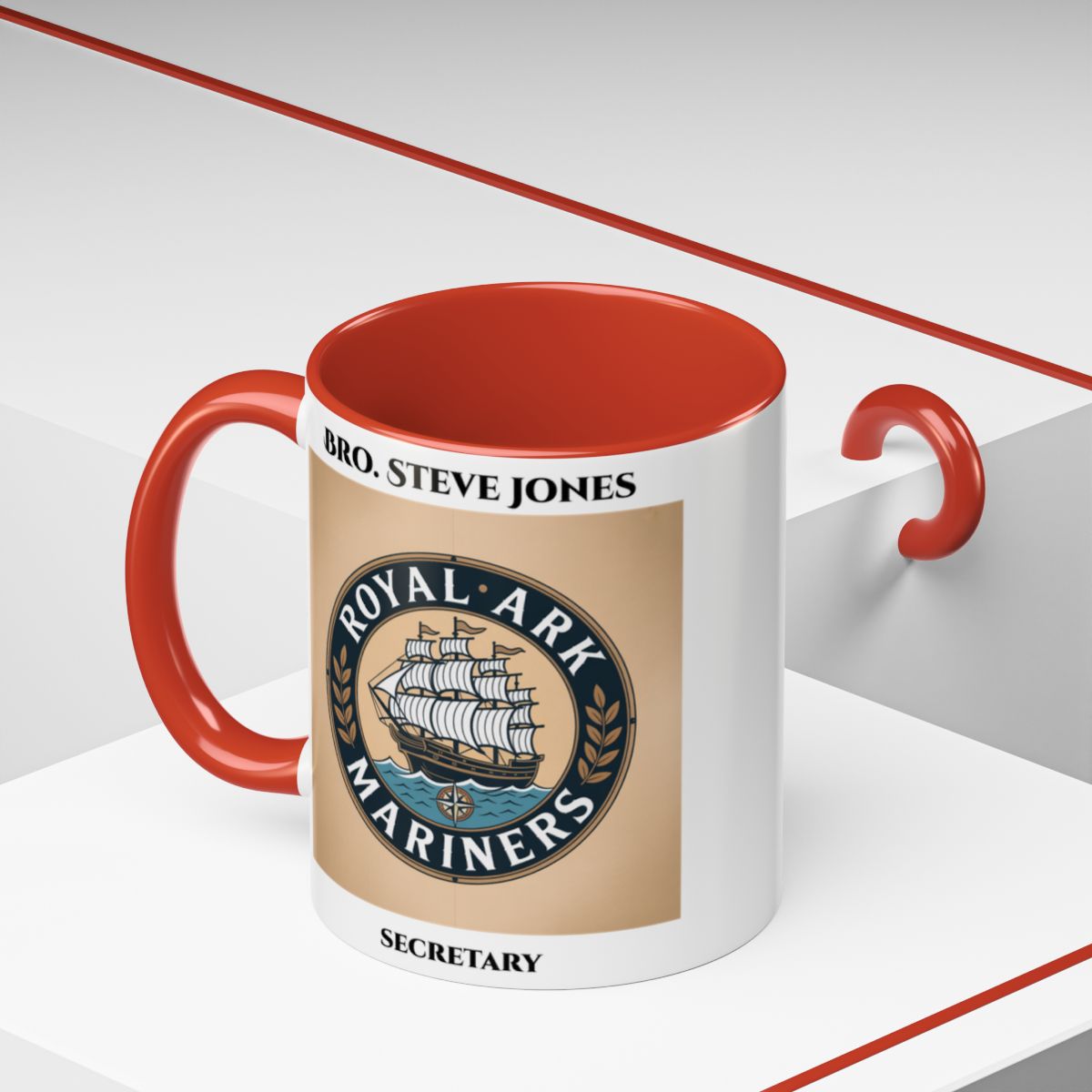 Premium Personalised Freemason Colour Rim Mug - Royal Ark Mariners AnywherePOD