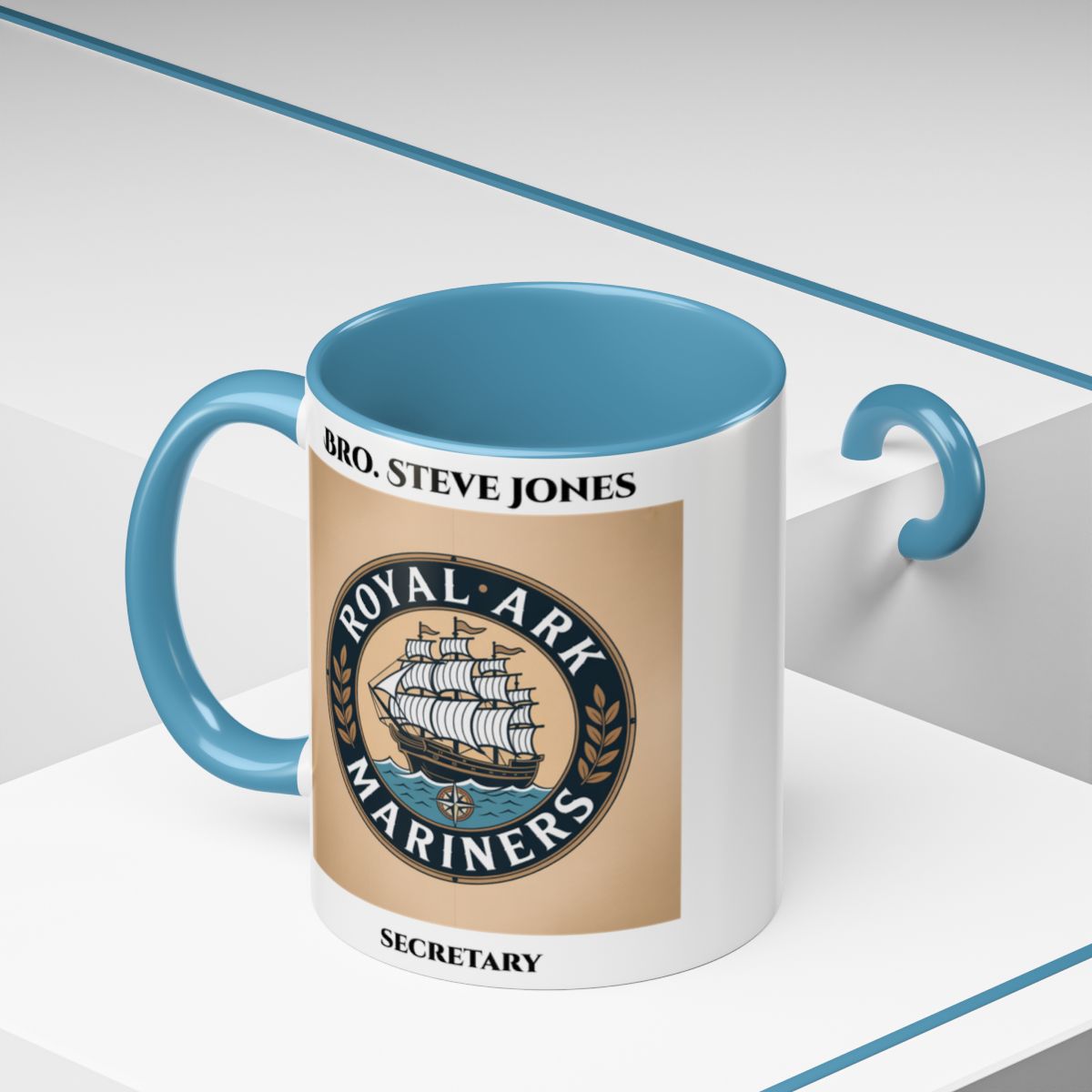 Premium Personalised Freemason Colour Rim Mug - Royal Ark Mariners AnywherePOD