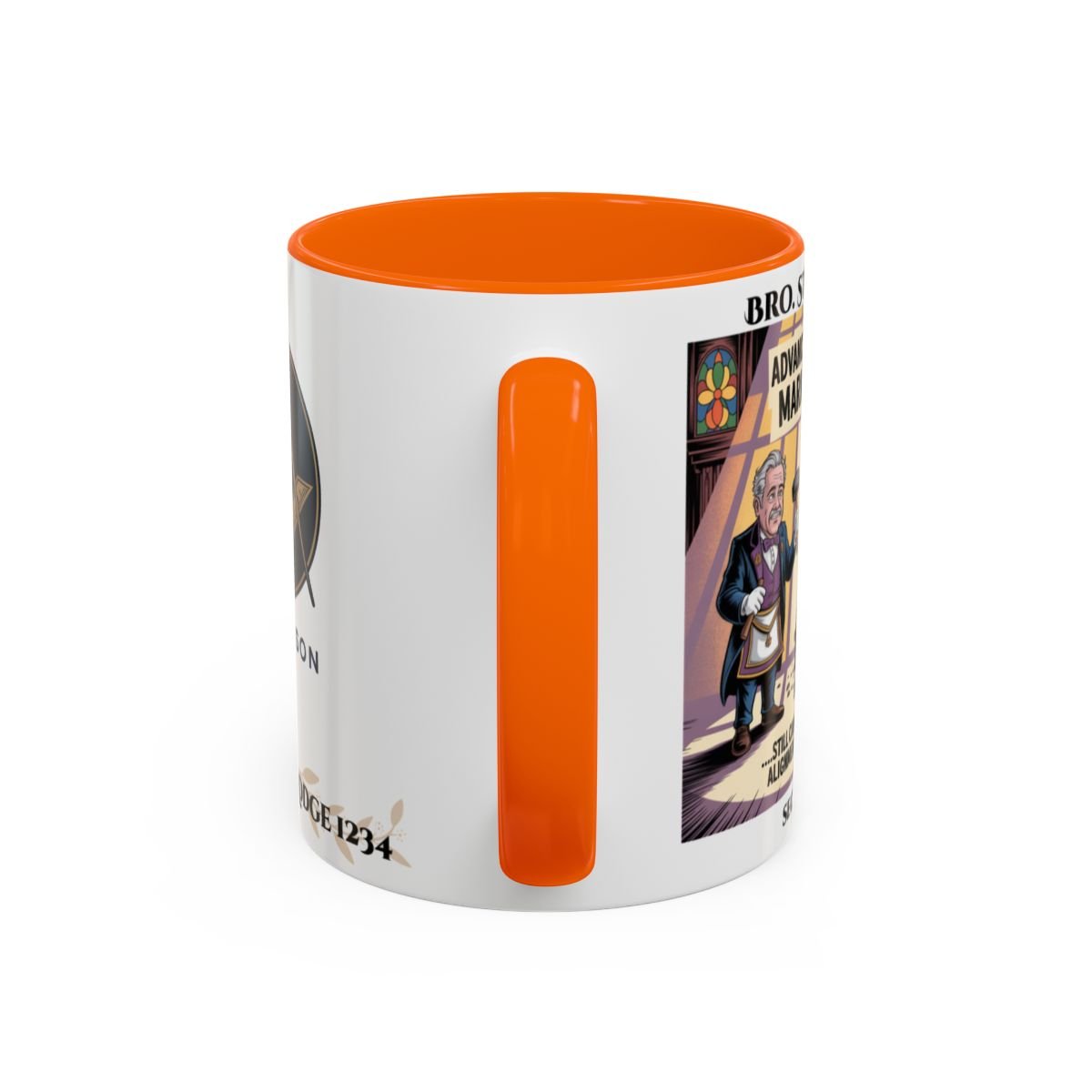 Premium Personalised Freemason Colour Rim Mug - 11oz Ceramic - Masonic Mugs