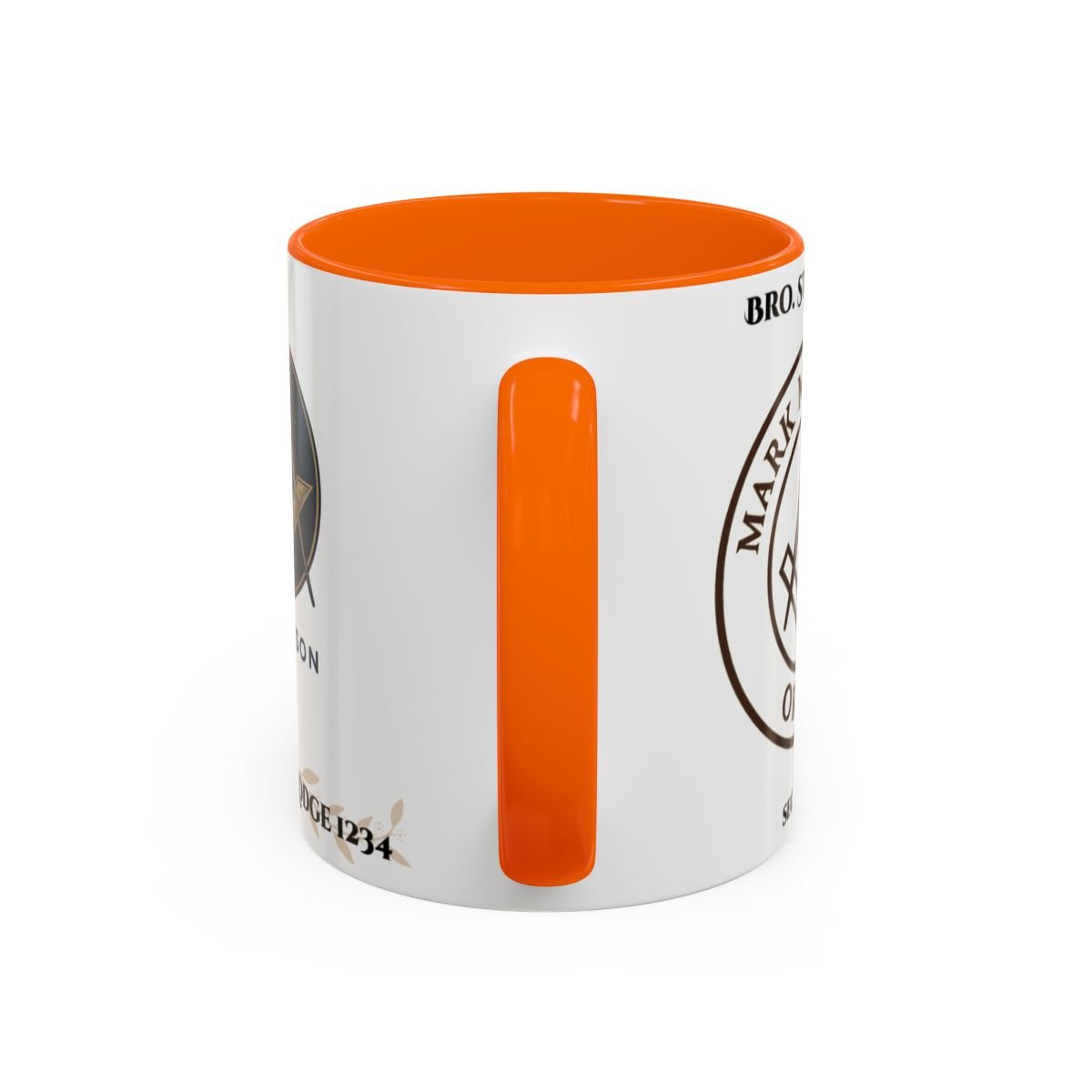 Premium Personalised Freemason Colour Rim Mug - Mark Masonry Emblem - Masonic Mugs