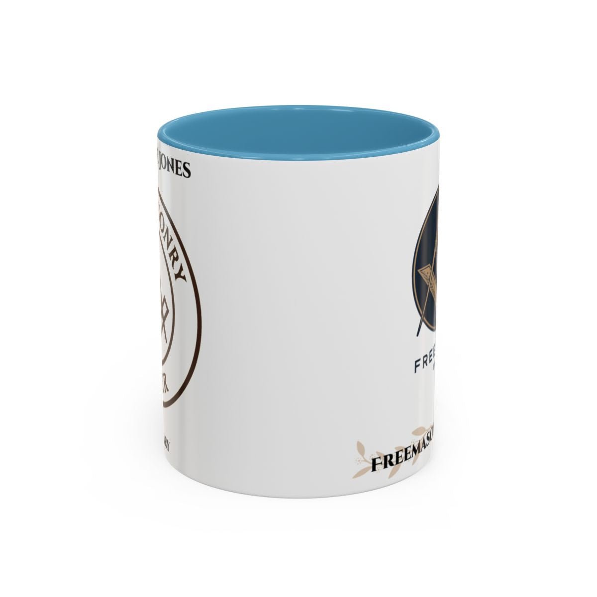 Premium Personalised Freemason Colour Rim Mug - Mark Masonry Emblem - Masonic Mugs