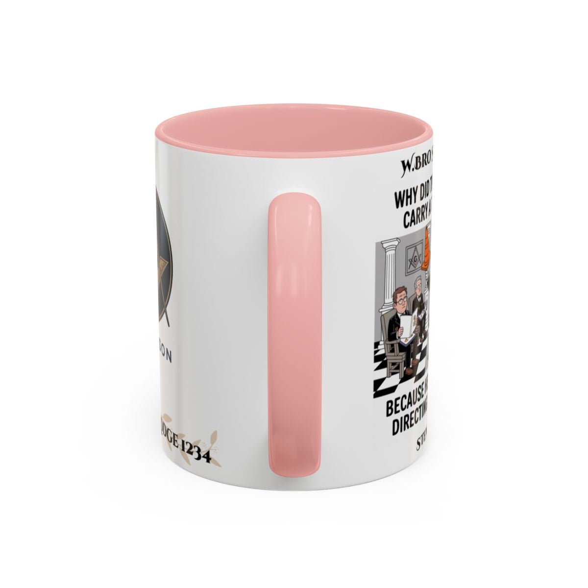 Premium Personalised Freemason Colour Rim Mug - Meme - Traffic Cone - Masonic Mugs
