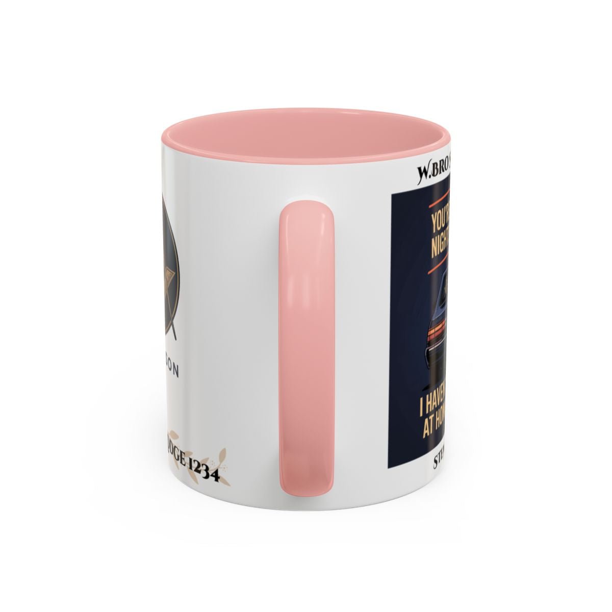 Premium Personalised Freemason Colour Rim Mug - Meme - Youre out a few nights a week - Masonic Mugs