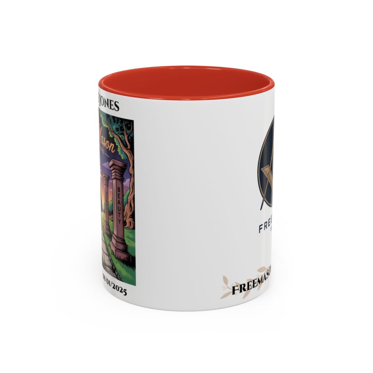 Premium Personalised Freemason Colour Rim Mug - Third Degree - Master Mason - The Journey Continues - Masonic Mugs