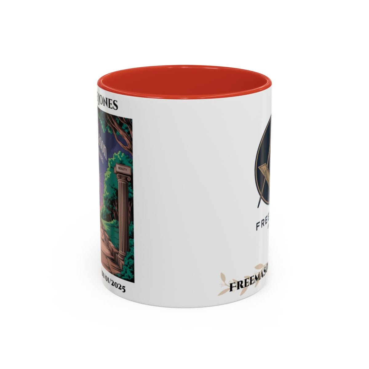 Premium Personalised Freemason Colour Rim Mug - Third Degree - Master Mason - The Journey Continues - Masonic Mugs