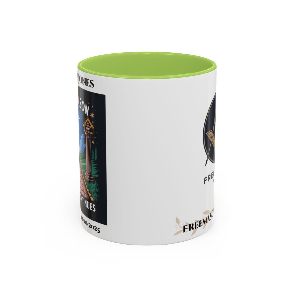 Premium Personalised Freemason Colour Rim Mug - Third Degree - Master Mason - The Journey Continues - Masonic Mugs
