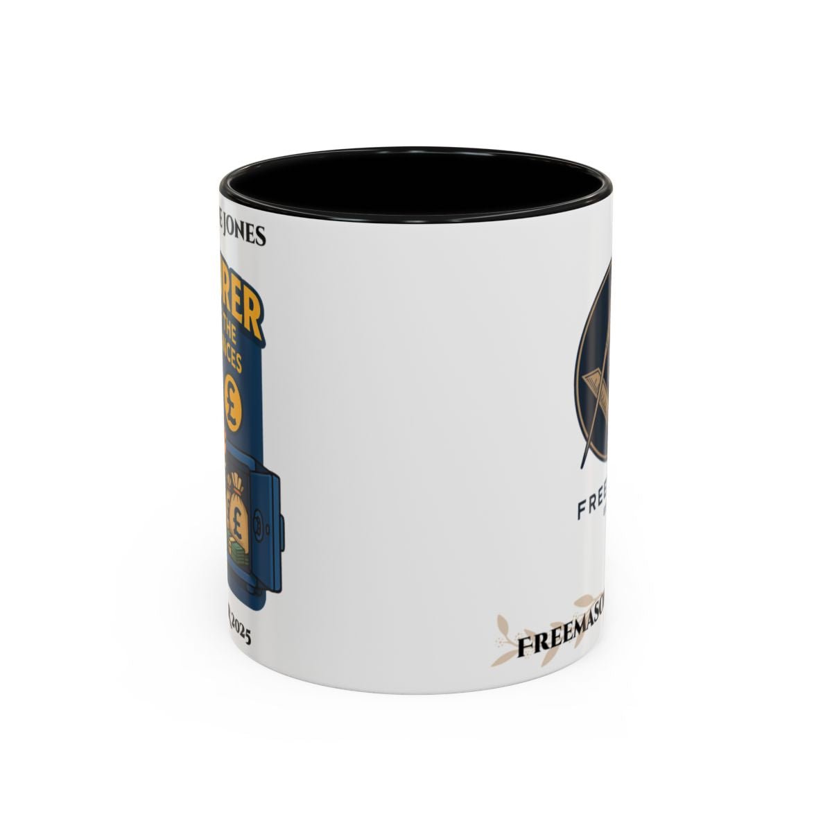 Premium Personalised Freemason Colour Rim Mug - Treasurer Design - Guardian of the lodge finances - Masonic Mugs