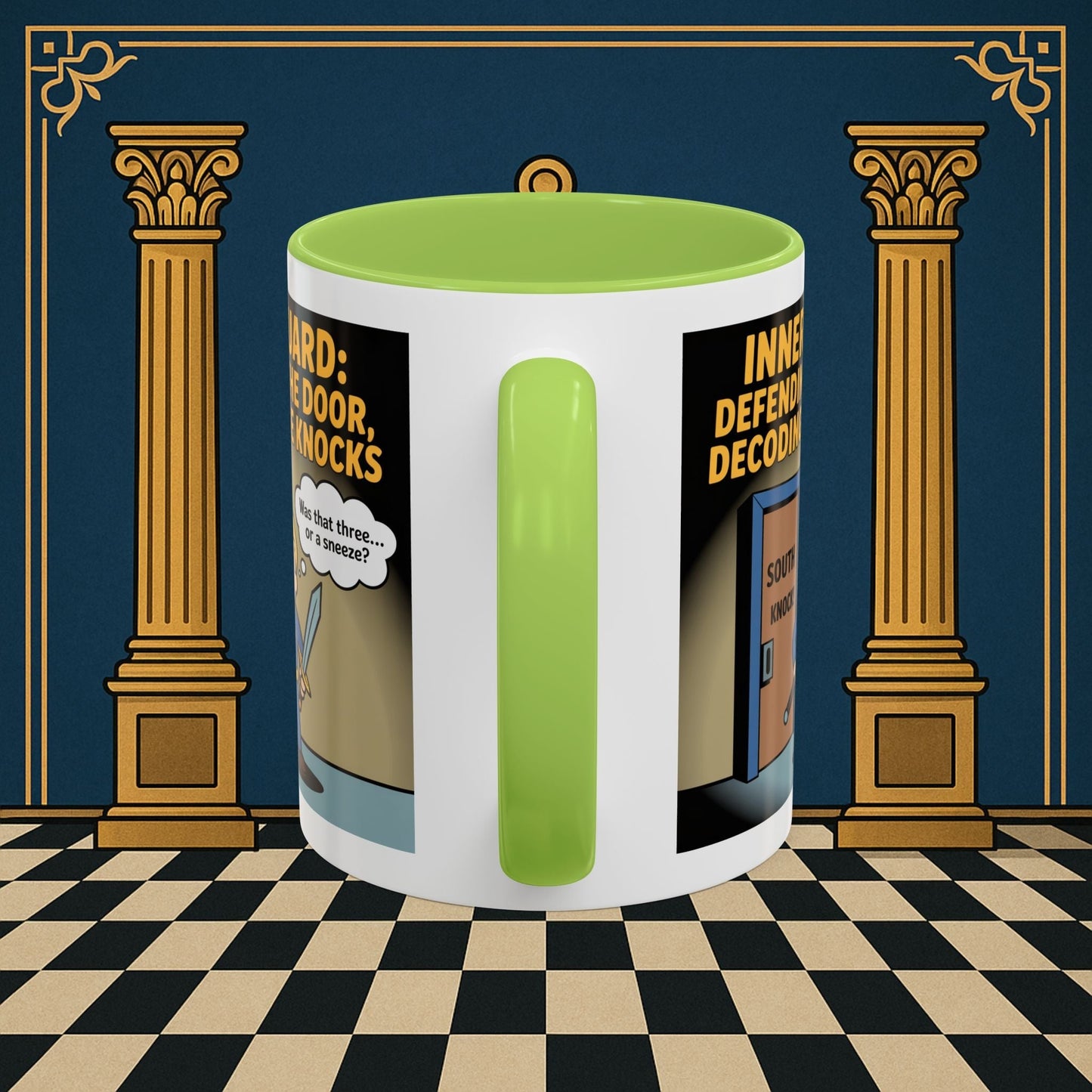 Premium Ready to Go Freemason Design | Accent Coloured 11oz Mug | Knock Knock | Inner Guard - Masonic Mugs