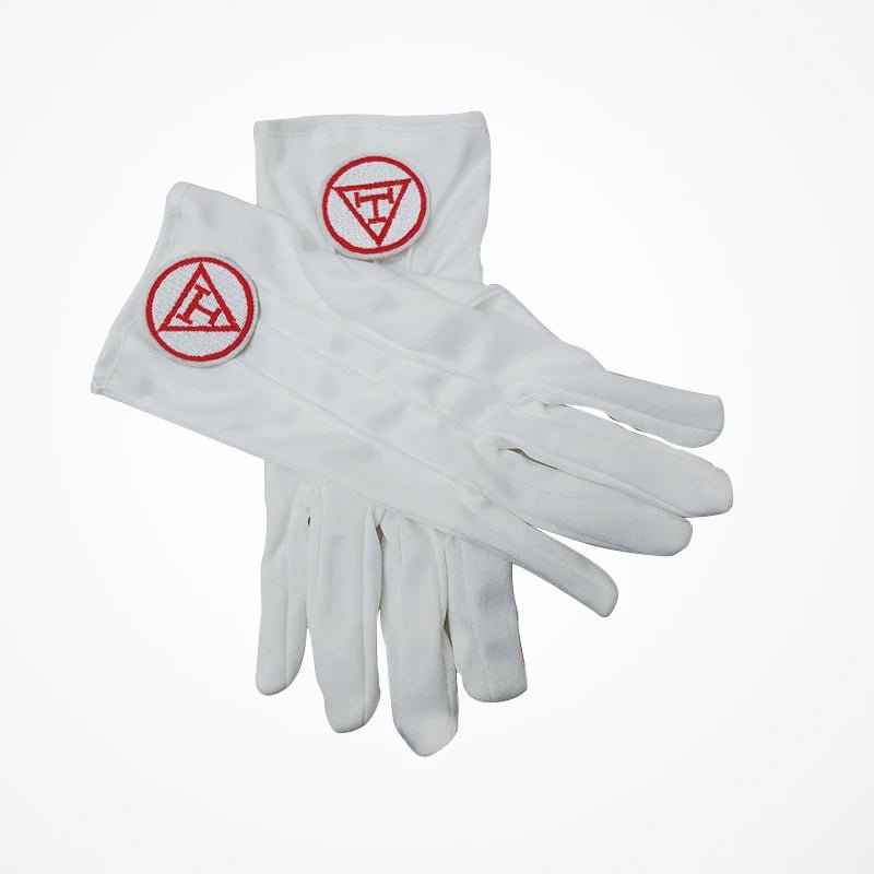 Royal Arch Masonic White Gloves – Embroidered Polyester Regalia Gloves for Ceremonial Use - Masonic Mugs