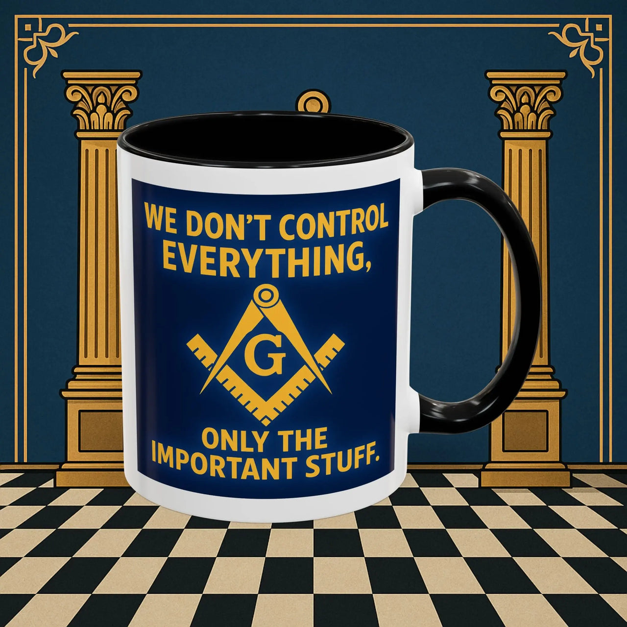 Masonic Mugs Ready to Go – Only the Important Stuff (Accent Coloured 11oz Mug) Printify