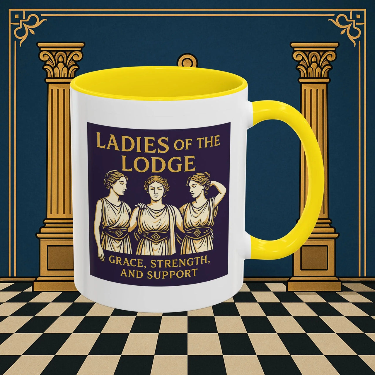 Masonic Mugs – Ladies of the Lodge: Grace, Strength & Support (Accent Coloured 11oz Mug) Printify