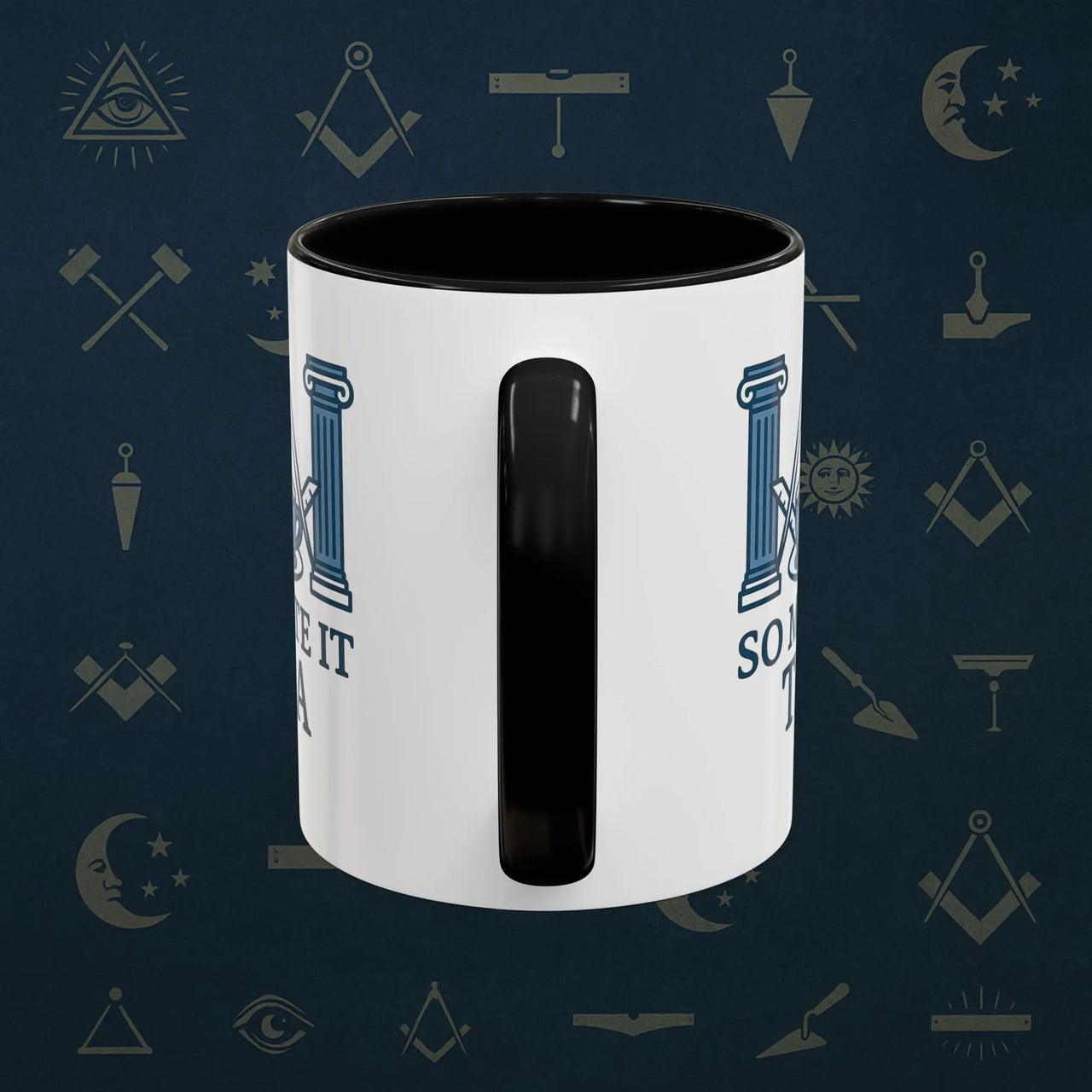 Masonic Mugs Ready to Go – So Mote It Tea (Accent Coloured 11oz Mug) Printify