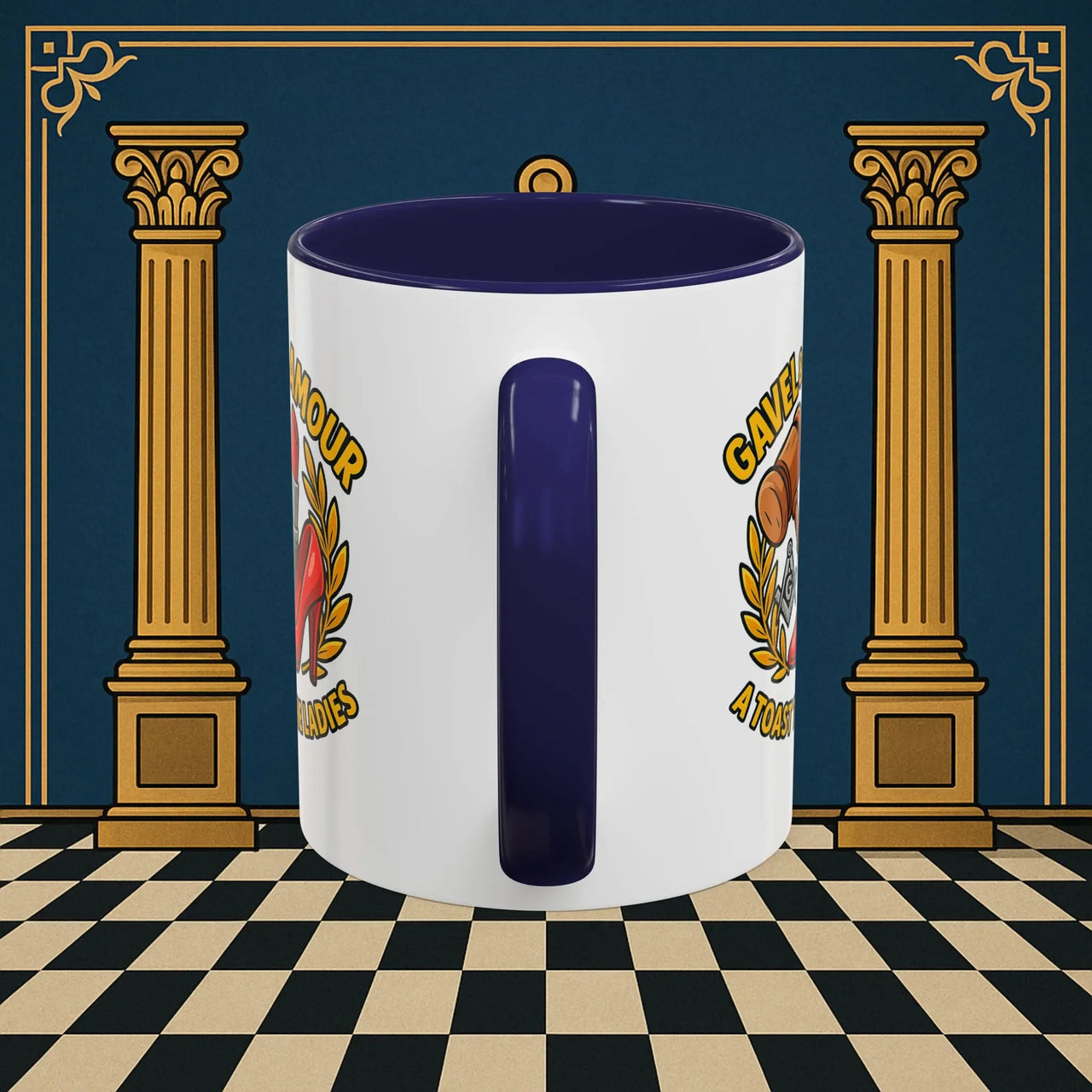 Masonic Mugs – Gavel & Glamour: A Toast to the Ladies (Accent Coloured 11oz Mug) Printify