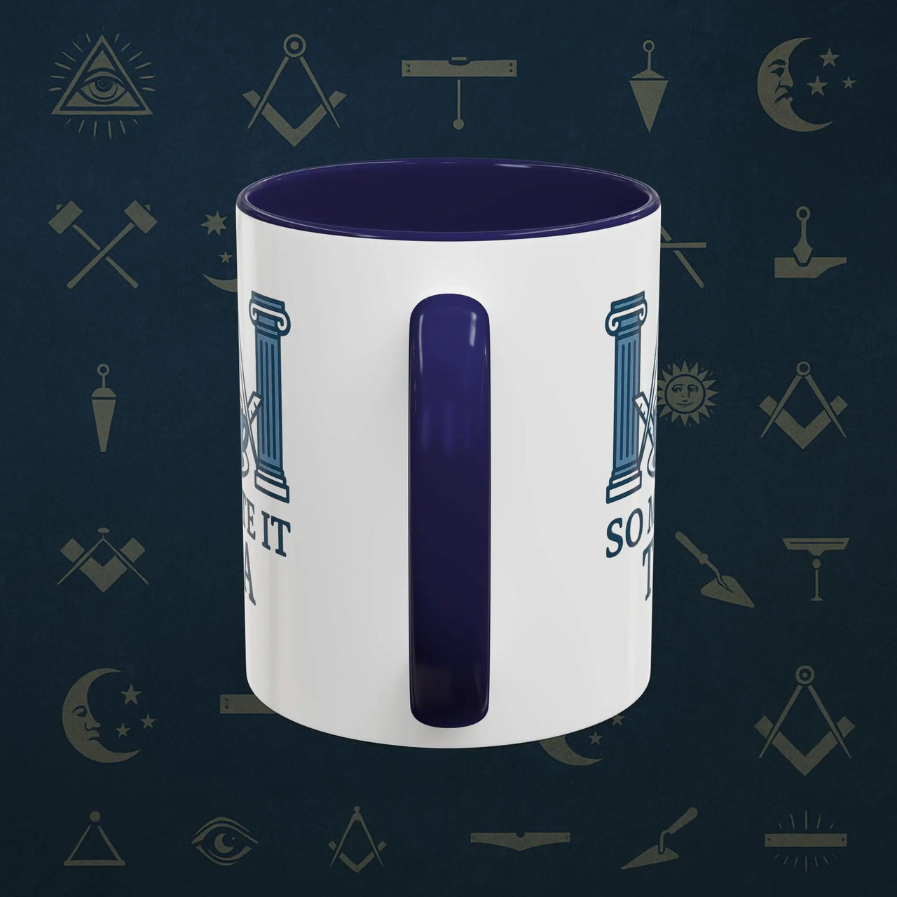 Masonic Mugs Ready to Go – So Mote It Tea (Accent Coloured 11oz Mug) Printify
