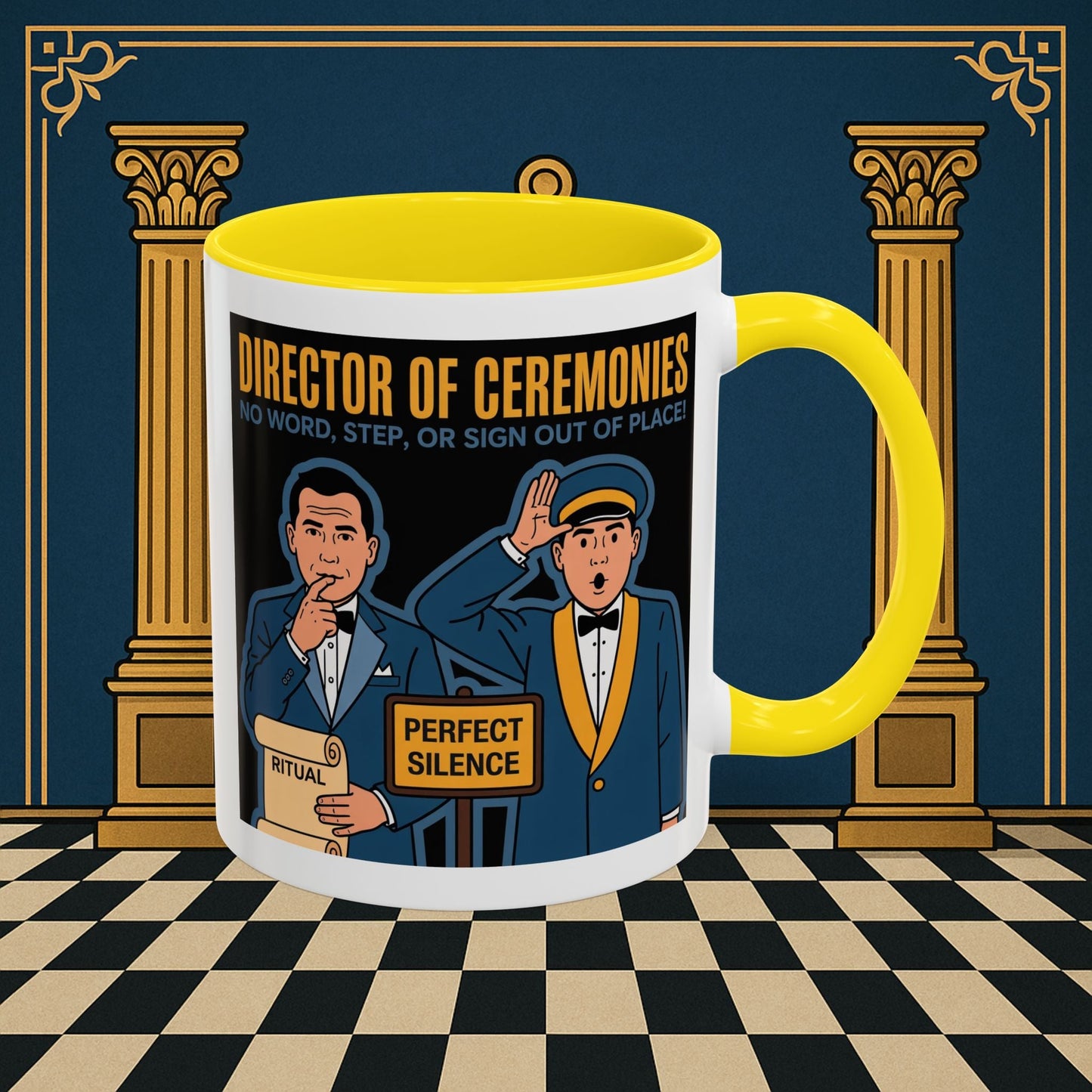 Masonic Mugs Ready to Go - Accent Coloured 11oz Mug - Ceremonial Protocol - Director of Ceremonies Printify