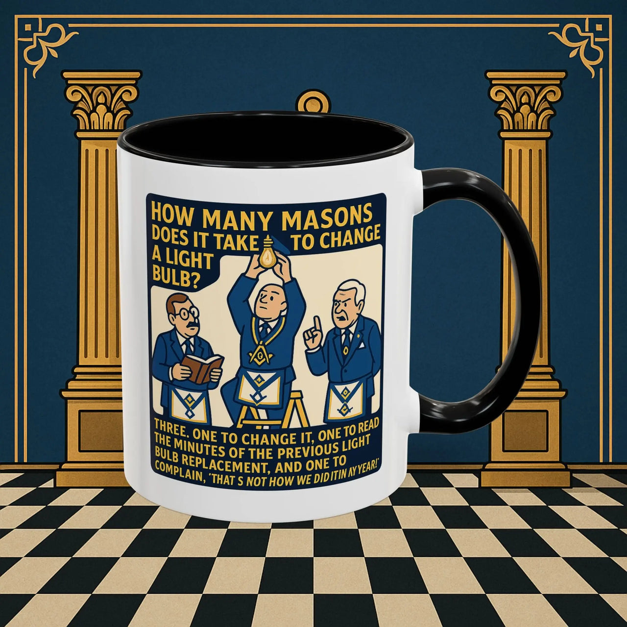 Masonic Mugs Ready to Go – How Many Masons? (Accent Coloured 11oz Mug) Printify