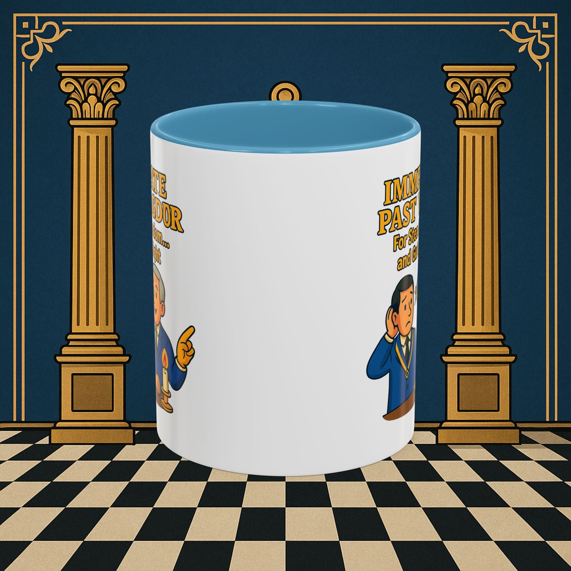 Masonic Mugs - Accent Coloured 11oz Mug - Masonic Wisdom Unveiled - Immediate Past Master Printify