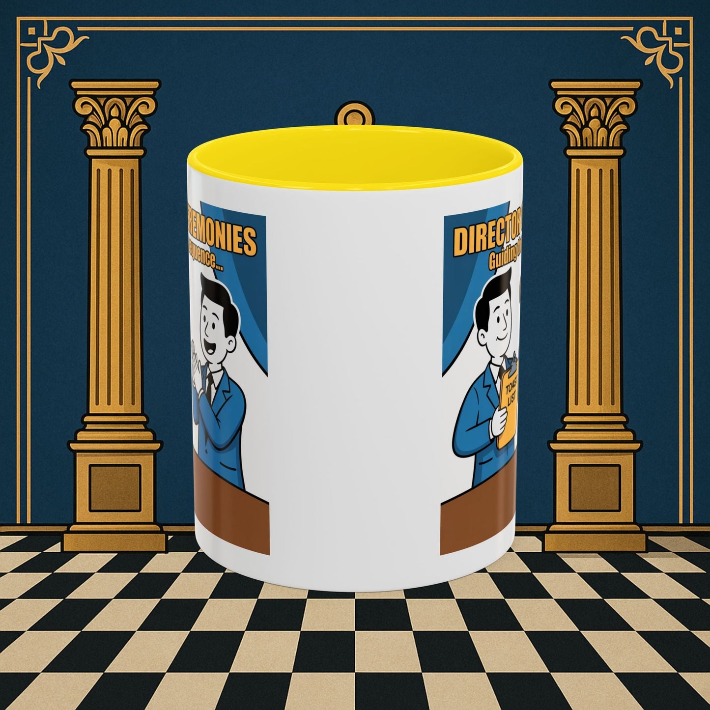 Masonic Mugs Ready to Go - Accent Coloured 11oz Mug - Toasting Protocol - Director of Ceremonies Printify