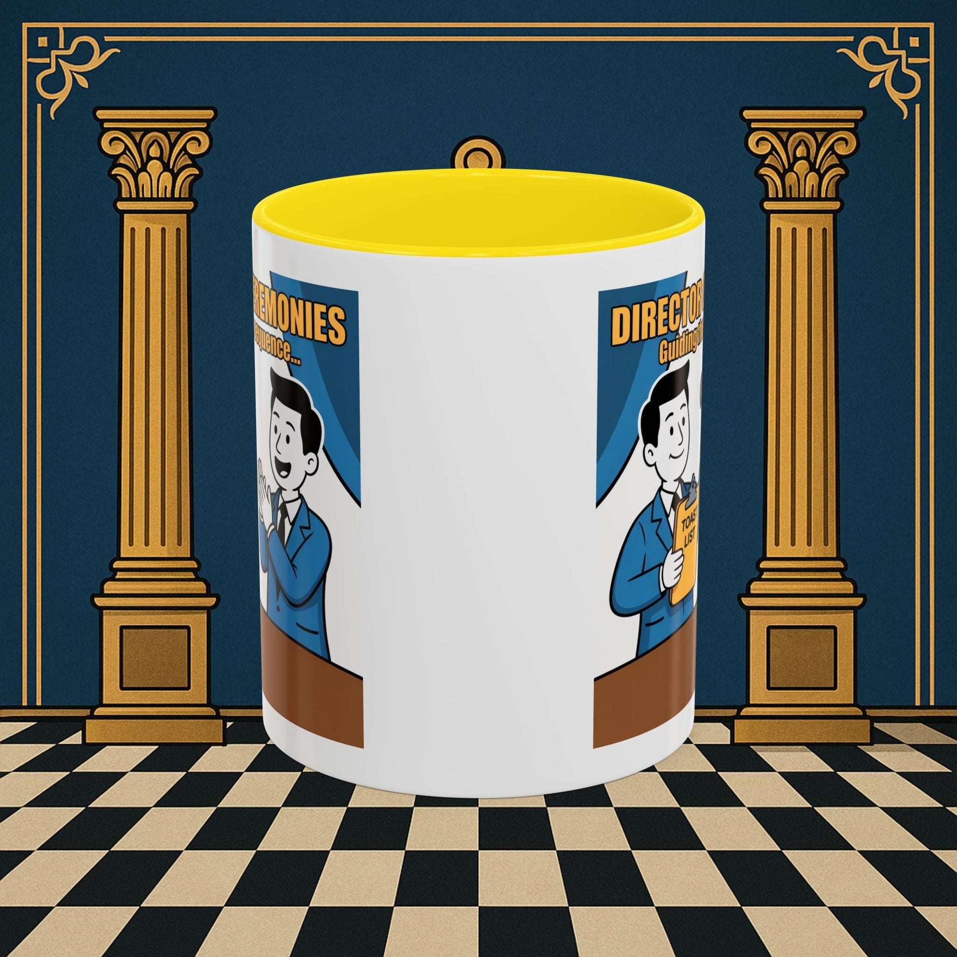 Masonic Mugs Ready to Go - Accent Coloured 11oz Mug - Toasting Protocol - Director of Ceremonies Printify