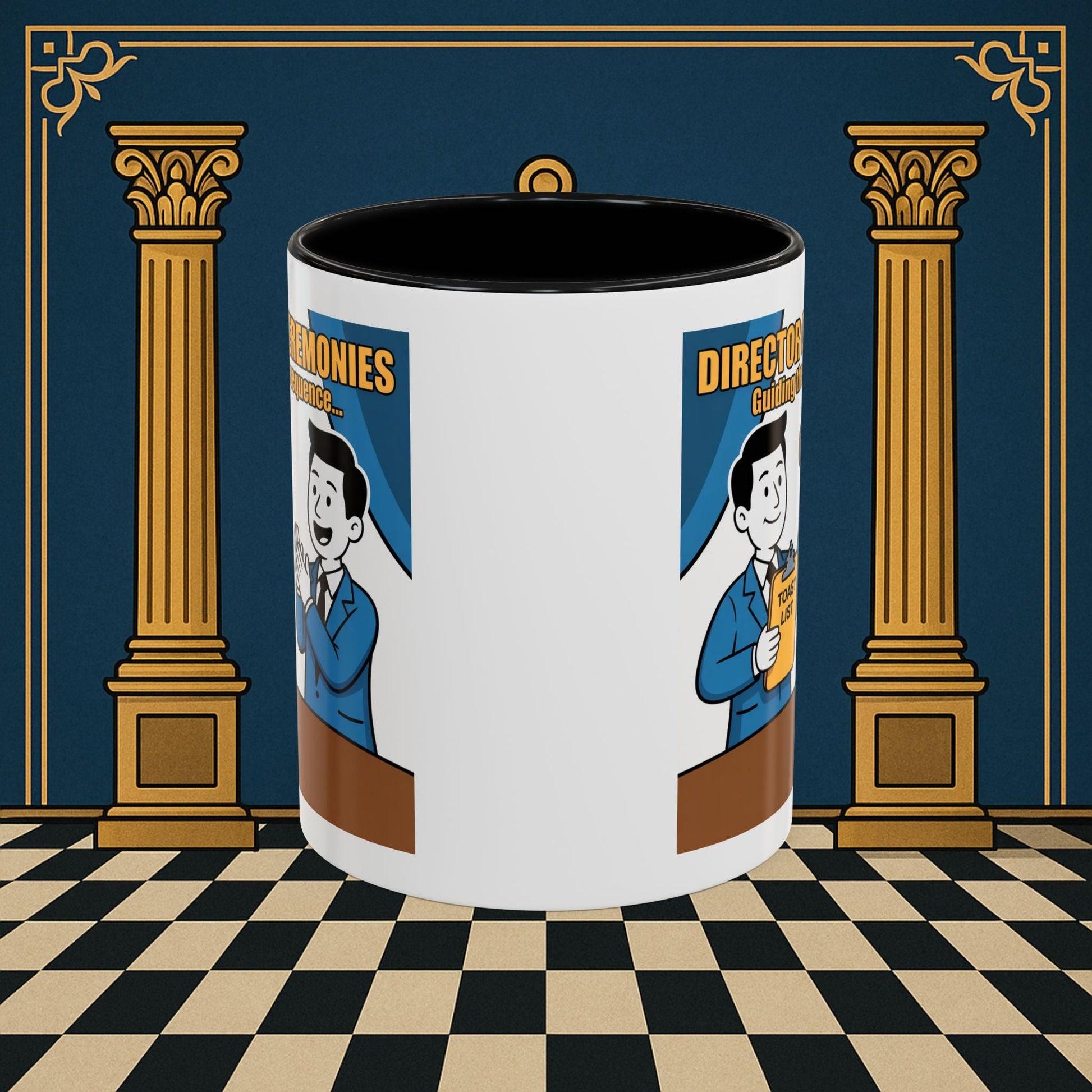 Masonic Mugs Ready to Go - Accent Coloured 11oz Mug - Toasting Protocol - Director of Ceremonies Printify