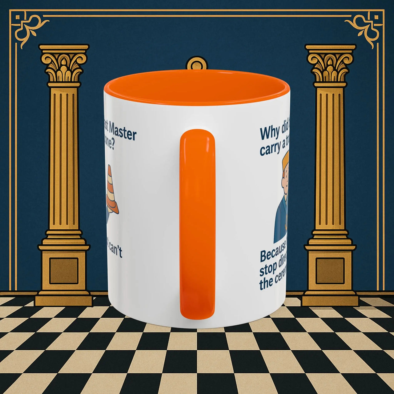 Masonic Mugs Ready to Go – Past Master with a Traffic Cone (Accent Coloured 11oz Mug) Printify