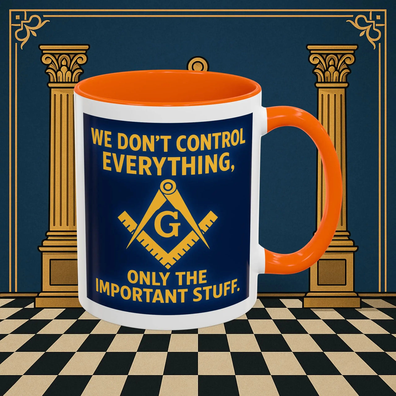 Masonic Mugs Ready to Go – Only the Important Stuff (Accent Coloured 11oz Mug) Printify