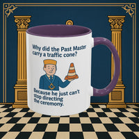 Masonic Mugs Ready to Go – Past Master with a Traffic Cone (Accent Coloured 11oz Mug) Printify