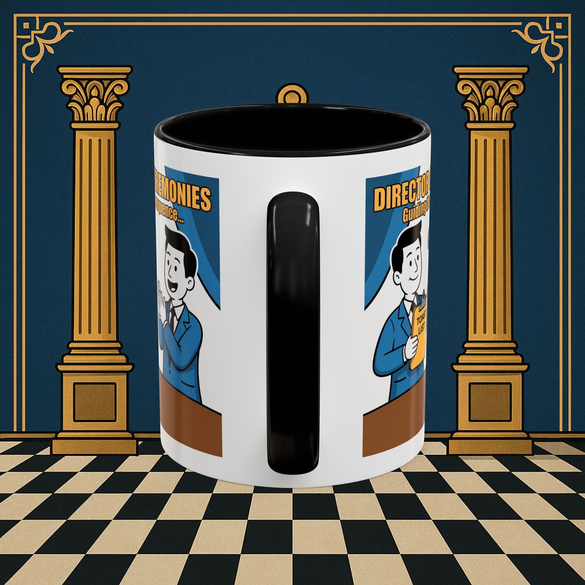 Masonic Mugs Ready to Go - Accent Coloured 11oz Mug - Toasting Protocol - Director of Ceremonies Printify