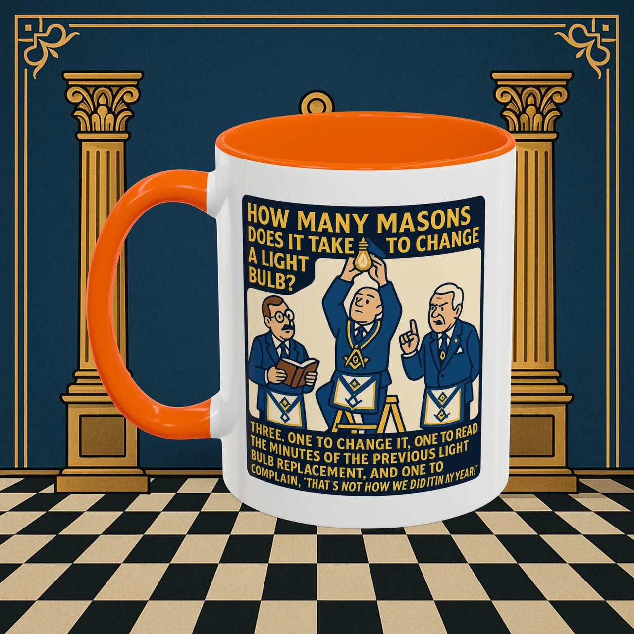 Masonic Mugs Ready to Go – How Many Masons? (Accent Coloured 11oz Mug) Printify