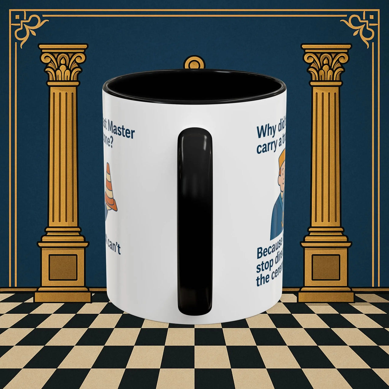 Masonic Mugs Ready to Go – Past Master with a Traffic Cone (Accent Coloured 11oz Mug) Printify