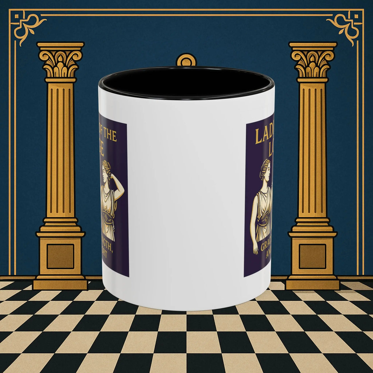 Masonic Mugs – Ladies of the Lodge: Grace, Strength & Support (Accent Coloured 11oz Mug) Printify