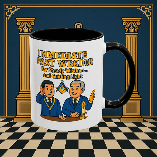 Masonic Mugs - Accent Coloured 11oz Mug - Masonic Wisdom Unveiled - Immediate Past Master Printify