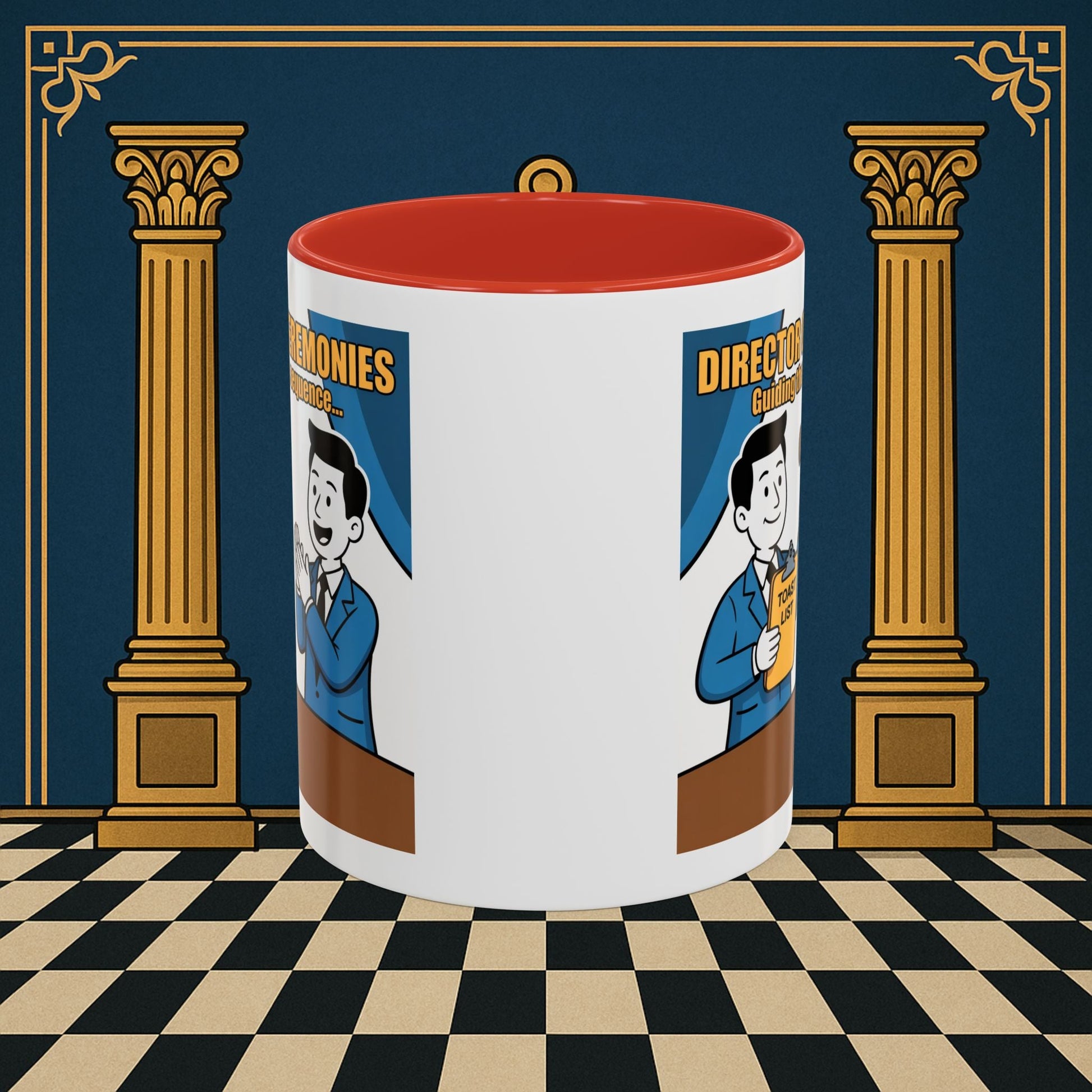 Masonic Mugs Ready to Go - Accent Coloured 11oz Mug - Toasting Protocol - Director of Ceremonies Printify