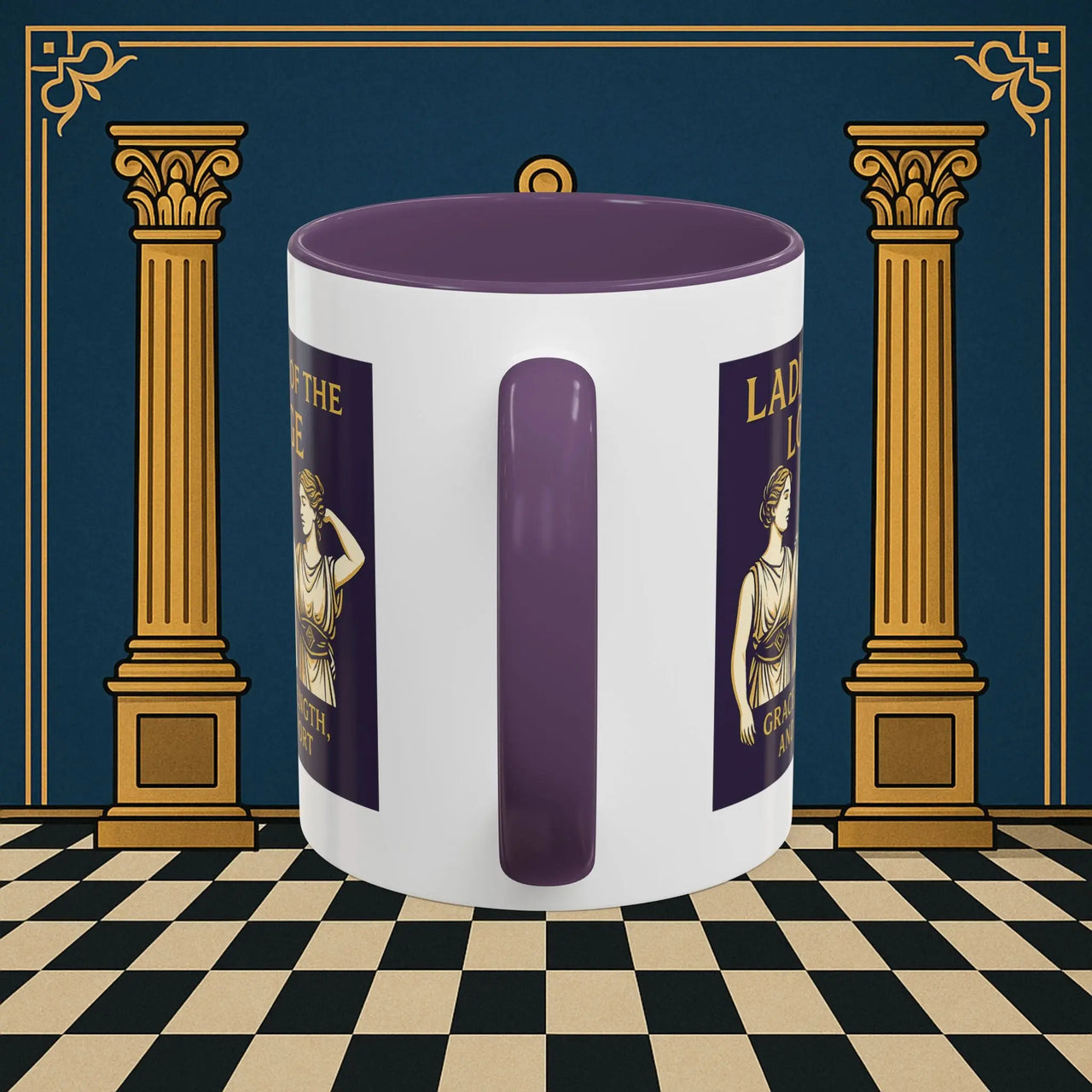 Masonic Mugs – Ladies of the Lodge: Grace, Strength & Support (Accent Coloured 11oz Mug) Printify