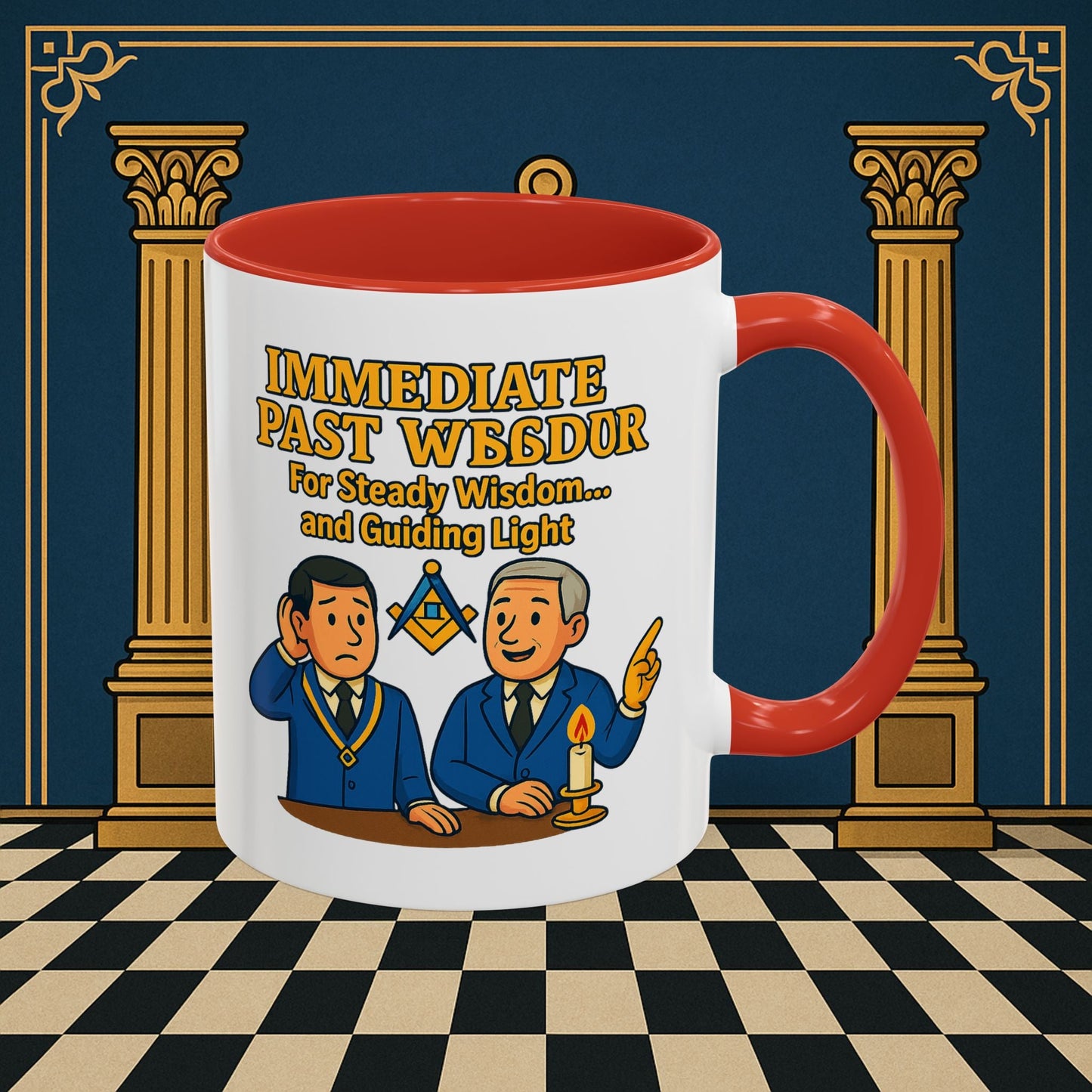 Masonic Mugs - Accent Coloured 11oz Mug - Masonic Wisdom Unveiled - Immediate Past Master Printify