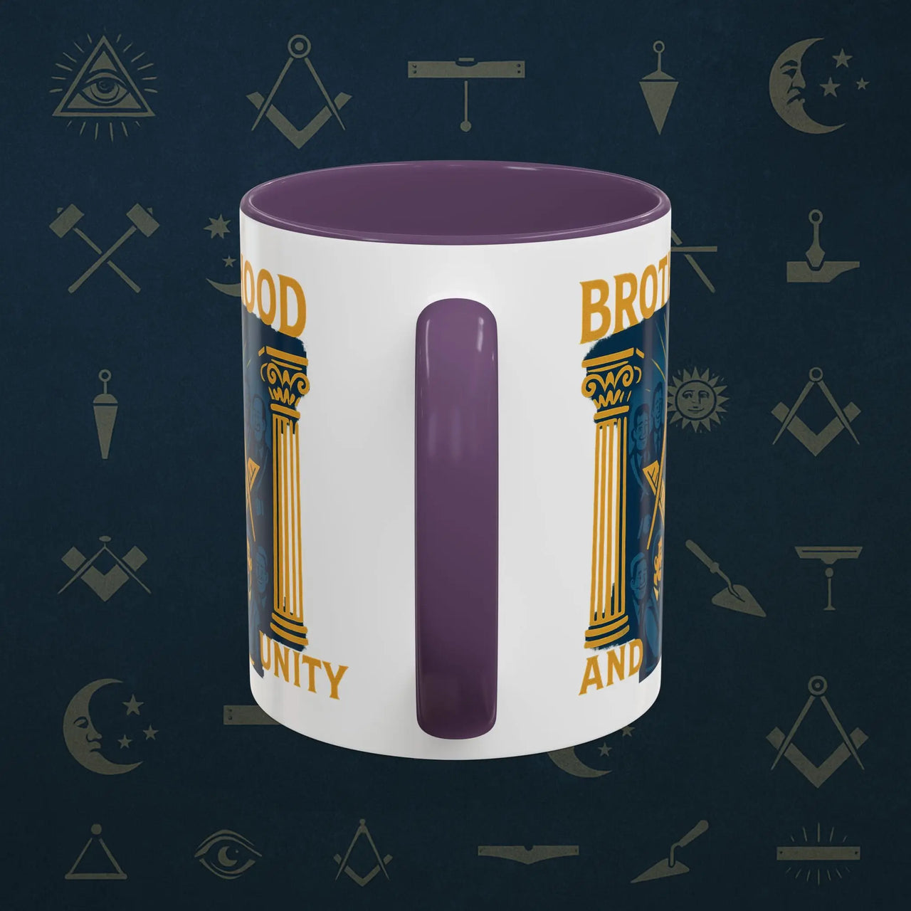 Masonic Mugs Ready to Go – Brotherhood and Unity (Accent Coloured 11oz Mug) Printify