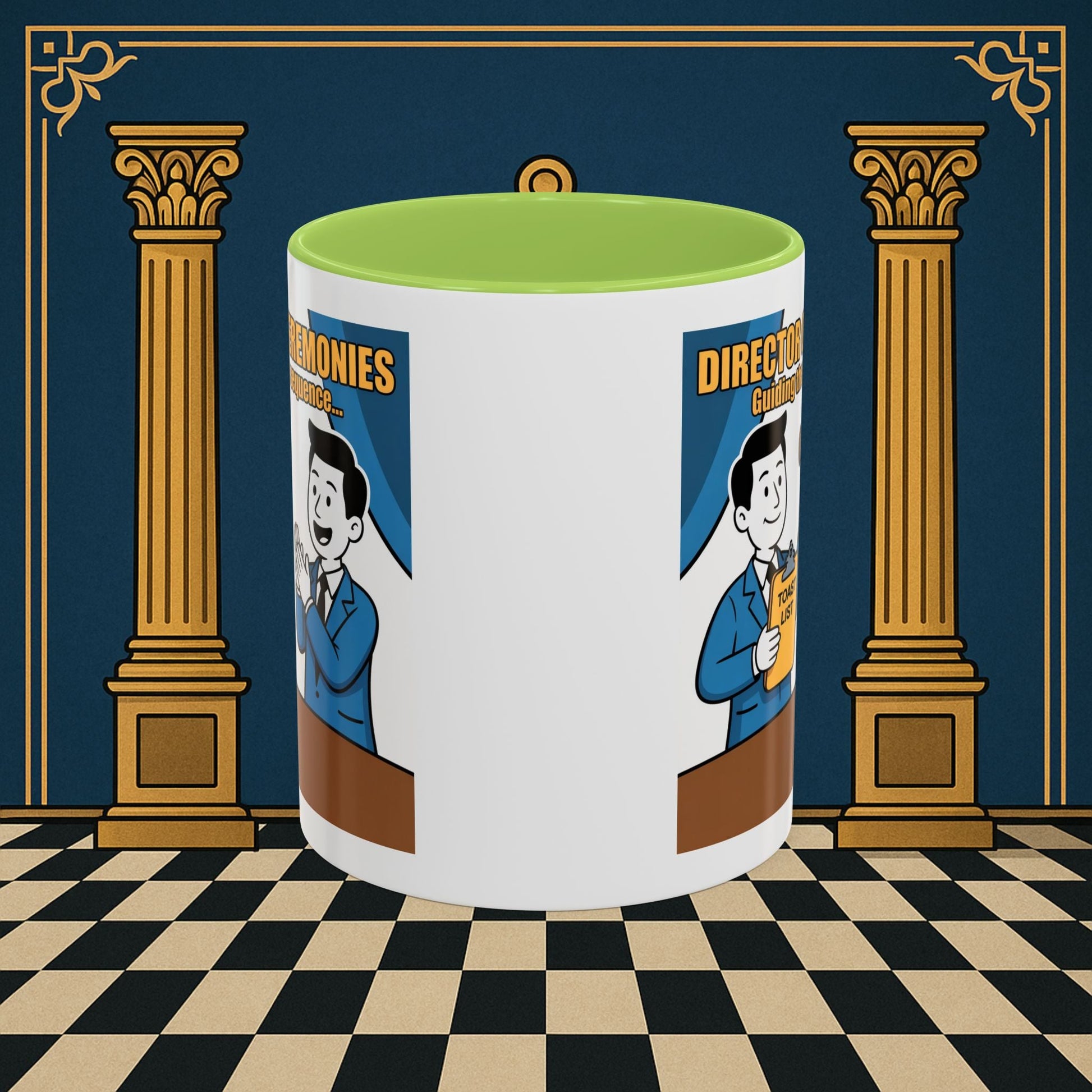 Masonic Mugs Ready to Go - Accent Coloured 11oz Mug - Toasting Protocol - Director of Ceremonies Printify