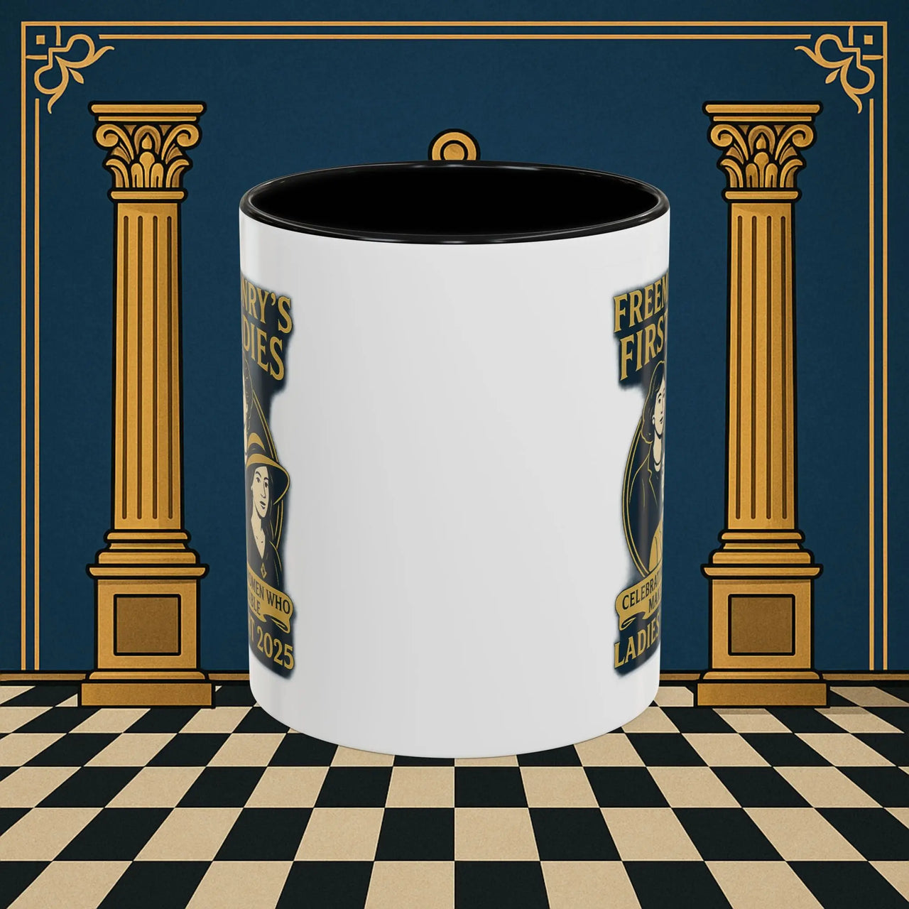Masonic Mugs Ready to Go – Freemasonry’s First Ladies – Ladies’ Night 2025 (Accent Coloured 11oz Mug) Printify