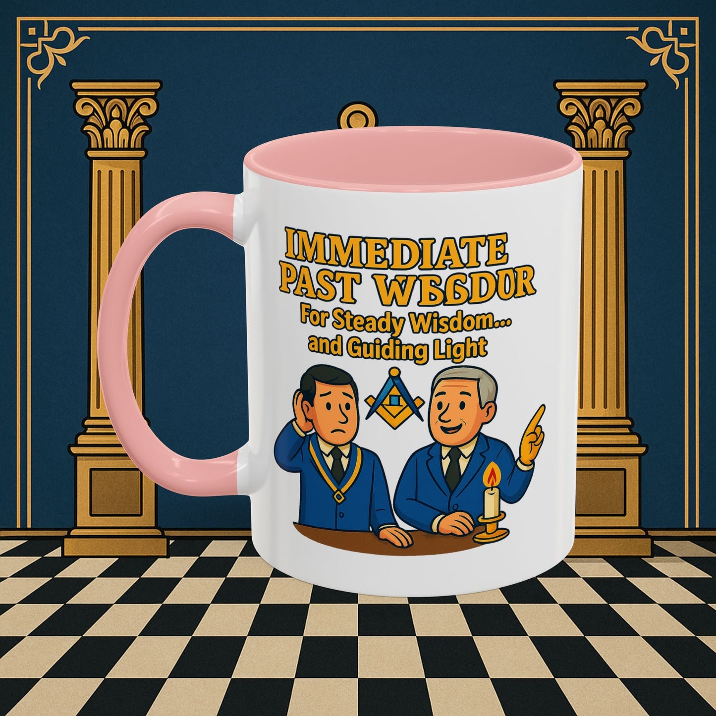Masonic Mugs - Accent Coloured 11oz Mug - Masonic Wisdom Unveiled - Immediate Past Master Printify