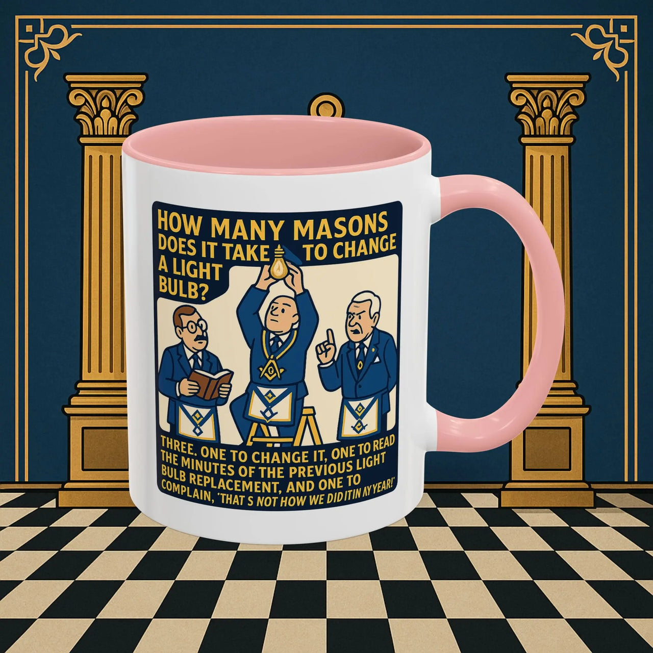 Masonic Mugs Ready to Go – How Many Masons? (Accent Coloured 11oz Mug) Printify