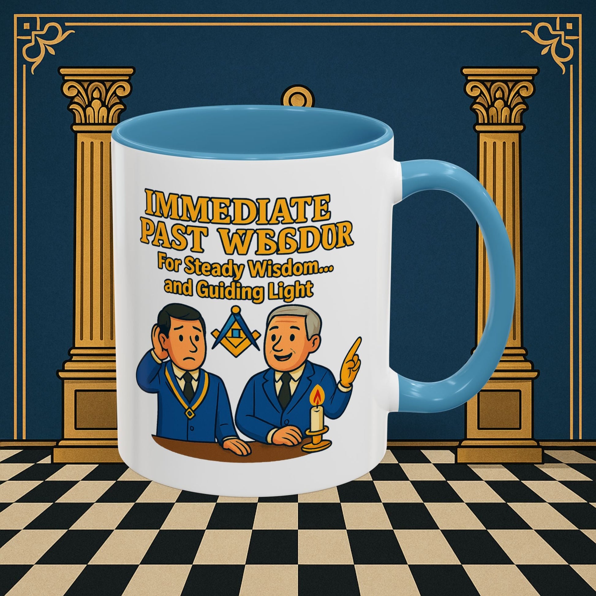 Masonic Mugs - Accent Coloured 11oz Mug - Masonic Wisdom Unveiled - Immediate Past Master Printify