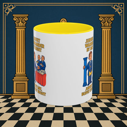 Masonic Mugs - Day/Night Professional: Dual Persona Comic Illustration, Junior Warden Printify